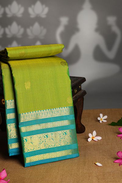 Kancheepuram Silk Parrot Green Saree