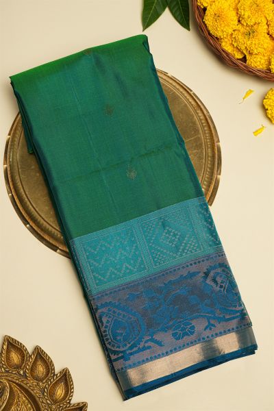Coimbatore Soft Silk Peacock Green Saree