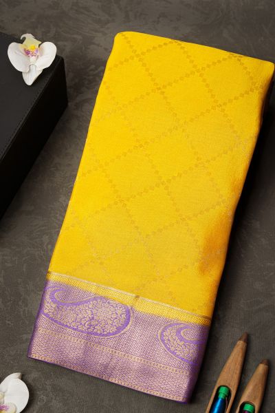 Mysore Crepe Yellow Saree