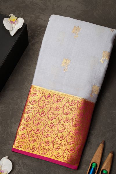 Mysore Crepe Grey Saree