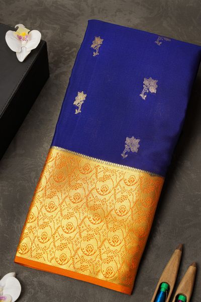 Mysore Crepe Royal Blue Saree