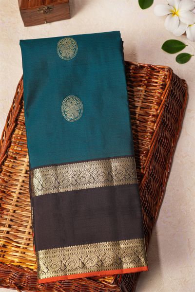 Kancheepuram Silk Teal Blue Saree