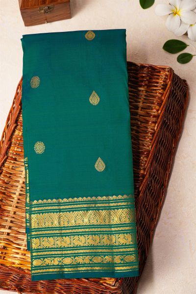 Kancheepuram Silk Teal Blue Saree
