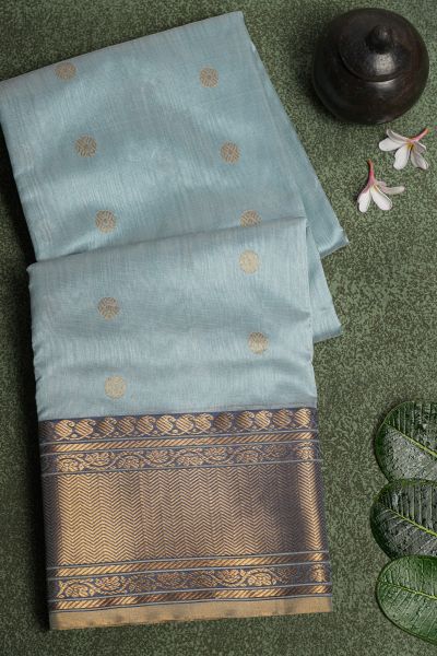 Chanderi Sico Ice Blue Saree