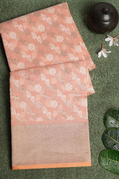 Chanderi Sico Peach Saree