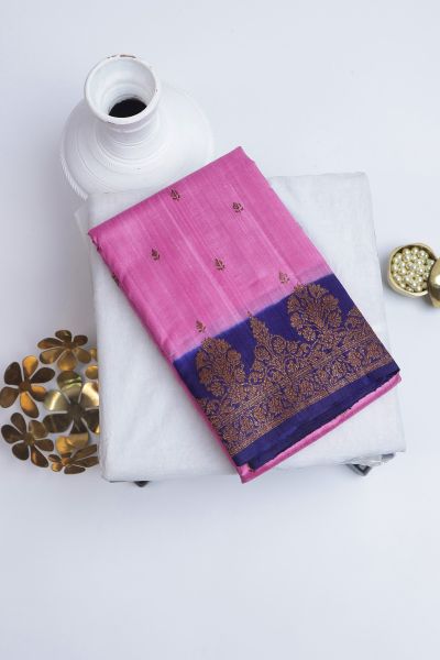 Designer Matka Silk Pink Saree