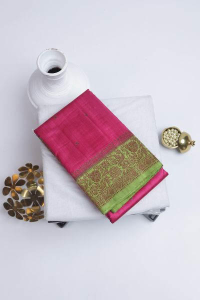 Designer Matka Silk Pink Saree