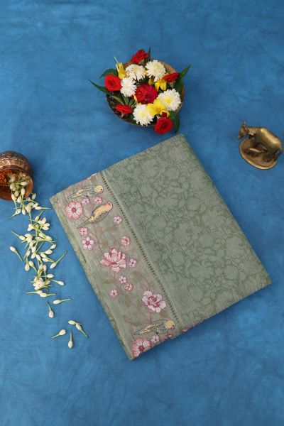 Designer Organza Light Green Saree