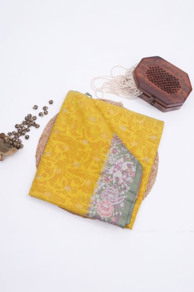 Fusion Silk Yellow Saree