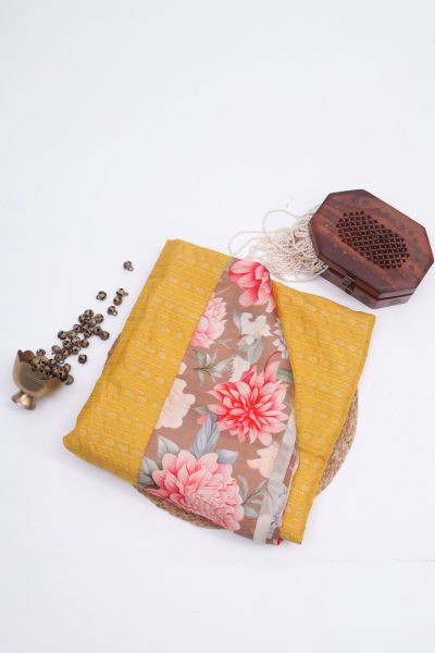 Fusion Silk Mustard Saree