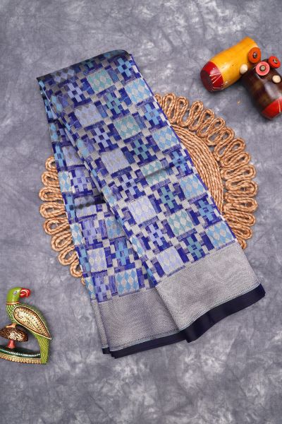 Designer Organza Navy Blue Saree