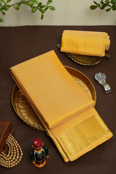 Kancheepuram Silk Mustard Dhoti