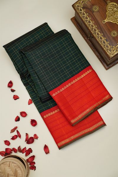 Kancheepuram Silk Dark Green Saree