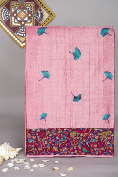 Designer Tussar Pink Saree