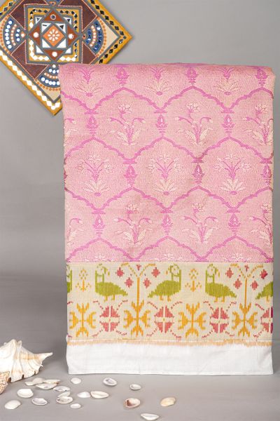 Designer Tussar Dual Colour Saree with Ikat fusion