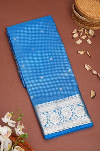 Mysore Crepe Sky Blue Saree