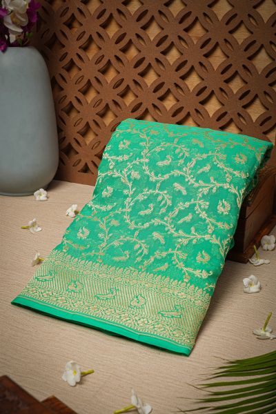 Designer Georgette Sea Green Saree