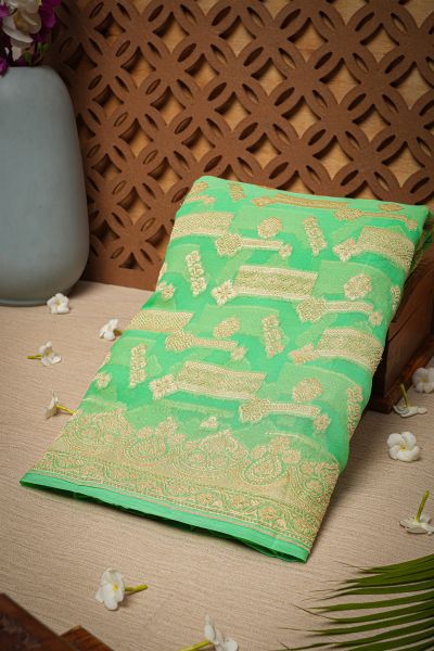 Designer Georgette Sea Green Saree