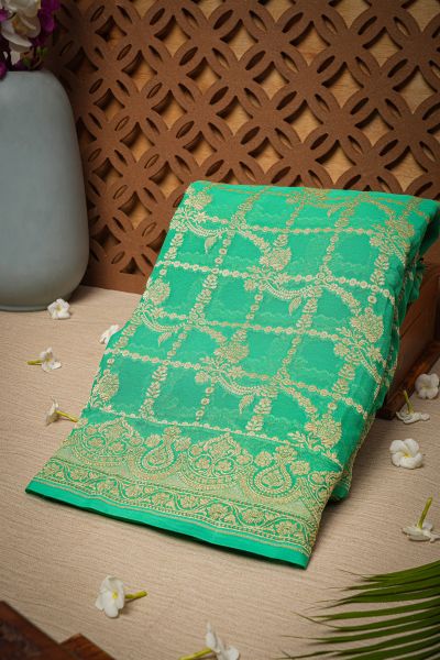 Designer Georgette Sea Green Saree