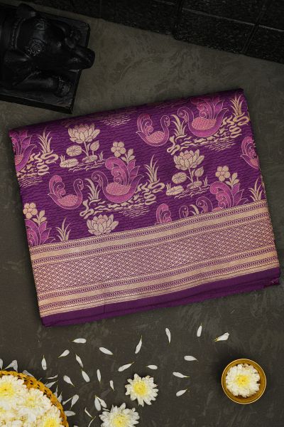 Banarasi Silk Dark Purple Saree