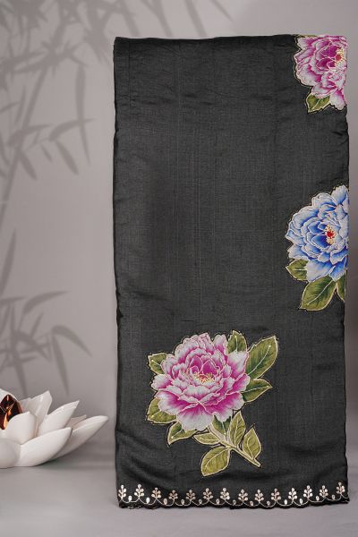 Designer Tussar Black Saree