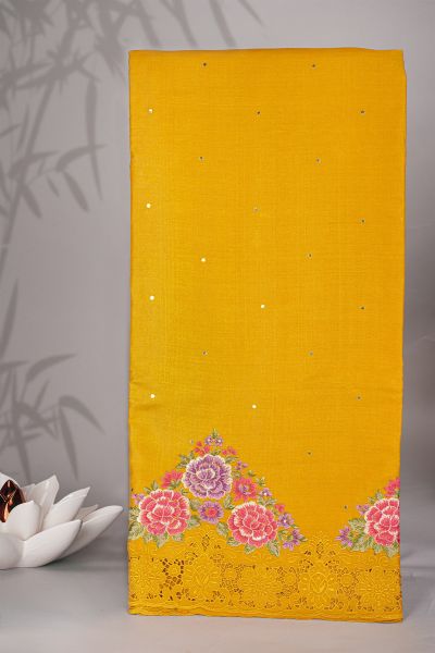 Designer Tussar Yellow Saree