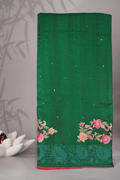Designer Tussar Green Saree