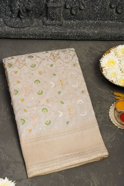 Banarasi Silk Light Grey Saree