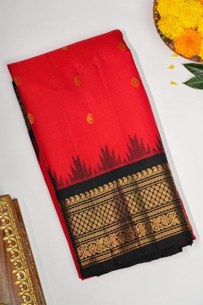 Gadwal Silk Red Saree