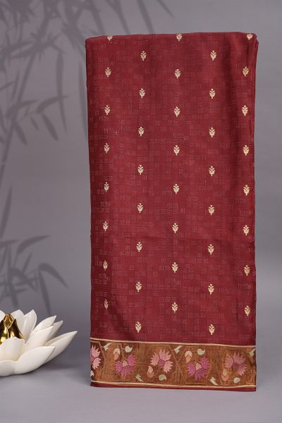 Designer Tussar Maroon Saree