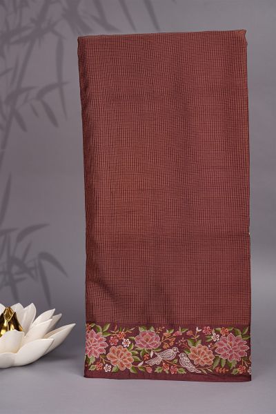 Designer Tussar Burgandy Saree