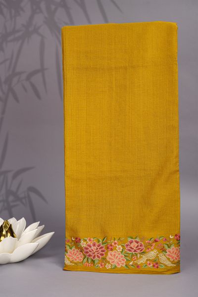 Designer Tussar Mustard Saree