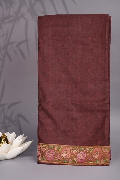 Designer Tussar Light Brown Saree