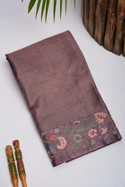 Designer Tussar Violet Saree