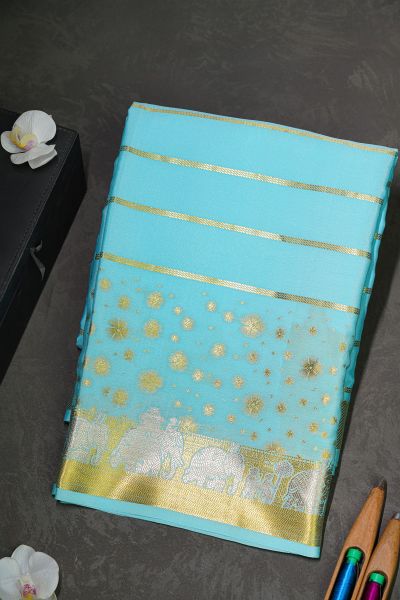 Mysore Crepe Sky Blue Saree