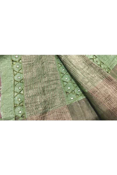 Fancy Tussar Brown Saree