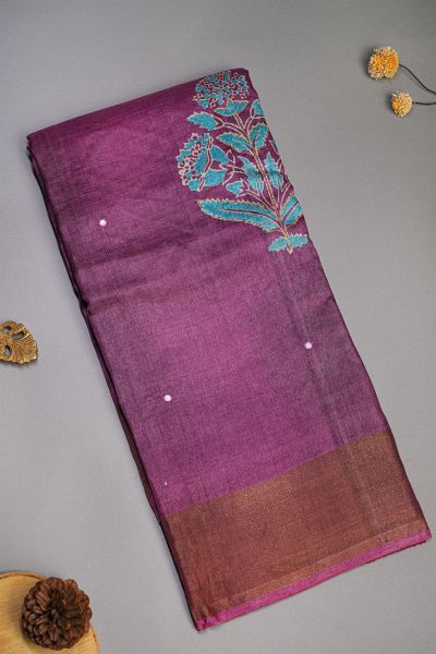Fancy Tussar Purple Saree