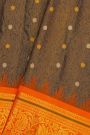 Gadwal Silk Charcoal Grey Saree With Temple Border