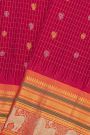 Gadwal Silk Rani Pink Saree With Diamonds In Zari With Lion Motifs Border