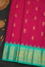 Gadwal Silk Rani Pink Saree With Florals And Animal Motif Body