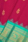 Gadwal Silk Rani Pink Saree With Florals And Animal Motif Body