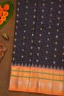 Gadwal Silk Midnight Blue Saree With Diamonds In Zari With Lion Motifs Border