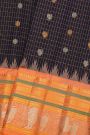 Gadwal Silk Midnight Blue Saree With Diamonds In Zari With Lion Motifs Border