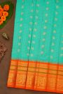 Gadwal Silk Sea Green Saree With Elephant Buttis Body