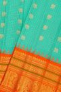 Gadwal Silk Sea Green Saree With Elephant Buttis Body