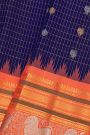 Gadwal Silk Navy Blue Saree With Florals And Animal Border