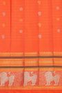 Gadwal Silk Navy Blue Saree With Florals And Animal Border