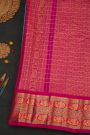 Gadwal Silk Mint Green Saree With Floral Jaal And Peacock Border