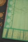 Gadwal Silk Red Saree With Florals And Animal Motif Border