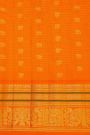 Gadwal Silk Peach Saree With Zari Checks Peacocks And Elephants Buttis Body